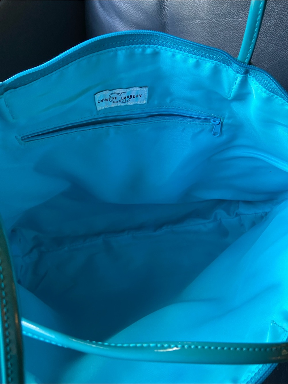 Chinese Laundry Glossy Teal Patent Tote - Picture 4 of 5